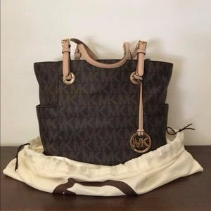 Michael kors brown monogram tote bag